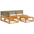 Set de sofás de jardín con cojines 5 pzas madera maciza