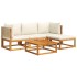Set de sofás de jardín con cojines 5 pzas madera maciza