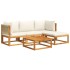 Set de sofás de jardín con cojines 5 pzas madera maciza