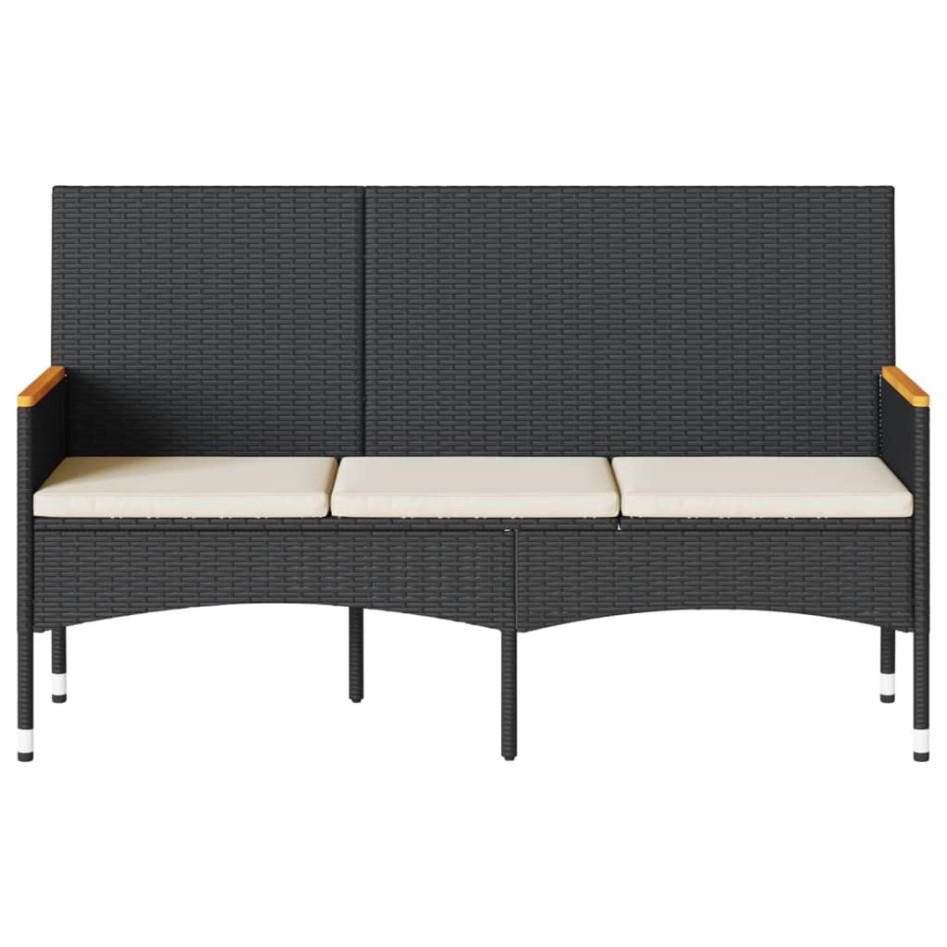 Banco de jardín 3 plazas con cojines ratán sintético