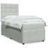 Cama box spring con colchón terciopelo gris claro 100x200