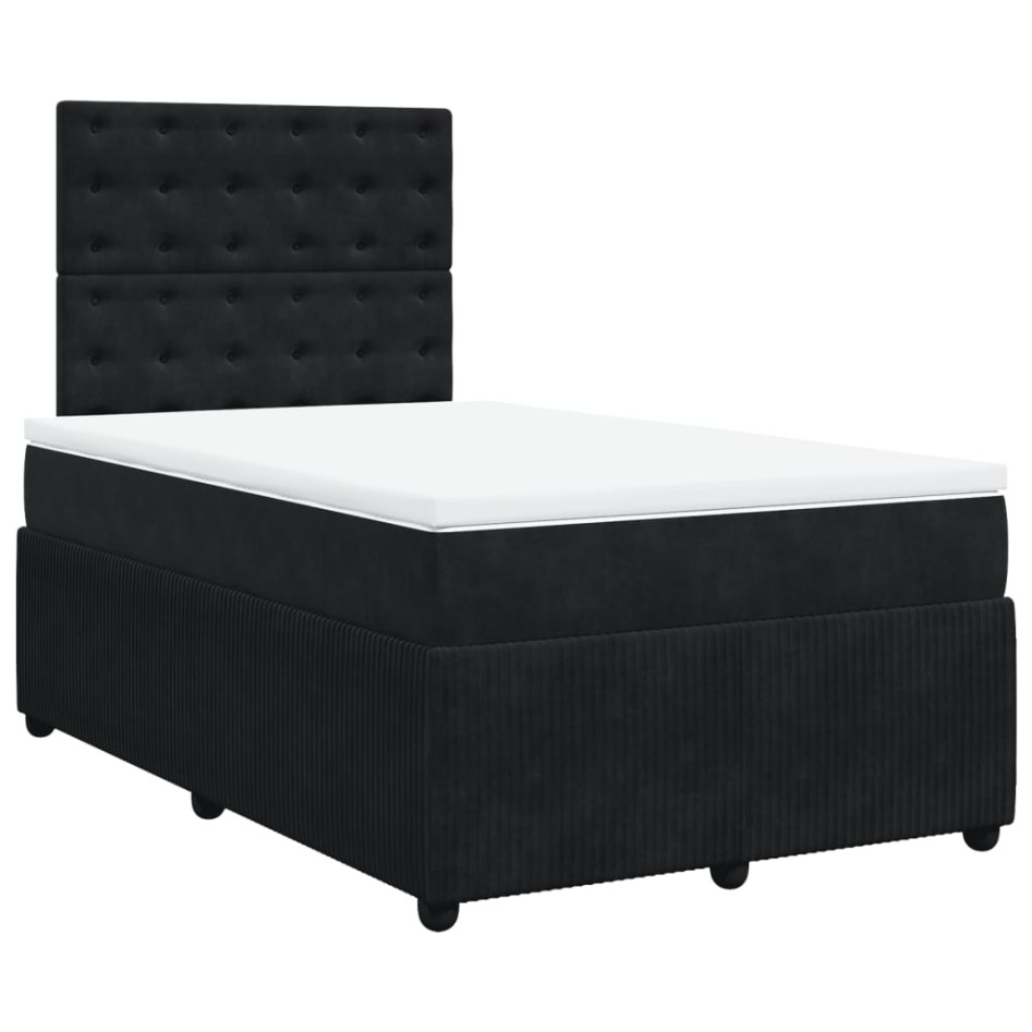 Cama box spring con colchón terciopelo negro 120x200