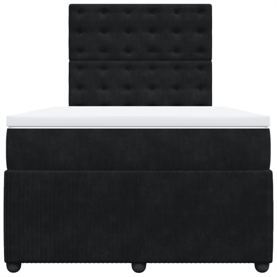 Cama box spring con colchón terciopelo negro 120x200