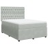 Cama box spring con colchón terciopelo gris claro 140x200