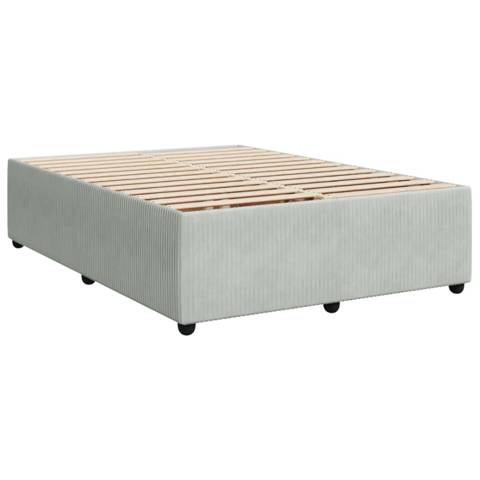 Cama box spring con colchón terciopelo gris claro 140x200