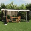 Cenador con paredes de malla acero crema 4x3 m