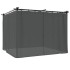 Cenador con cortinas acero gris antracita 3x3