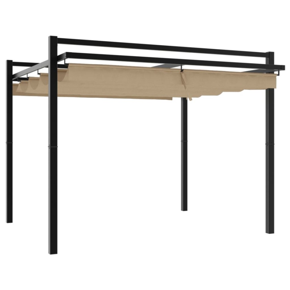Cenador de jardín con techo retráctil taupe 3x3
