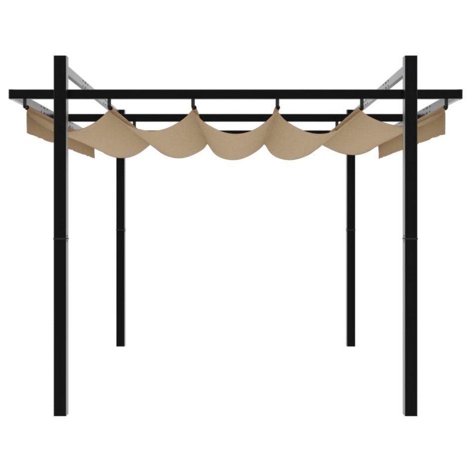 Cenador de jardín con techo retráctil taupe 3x3