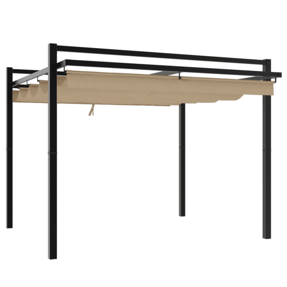 Cenador de jardín con techo retráctil taupe 3x3