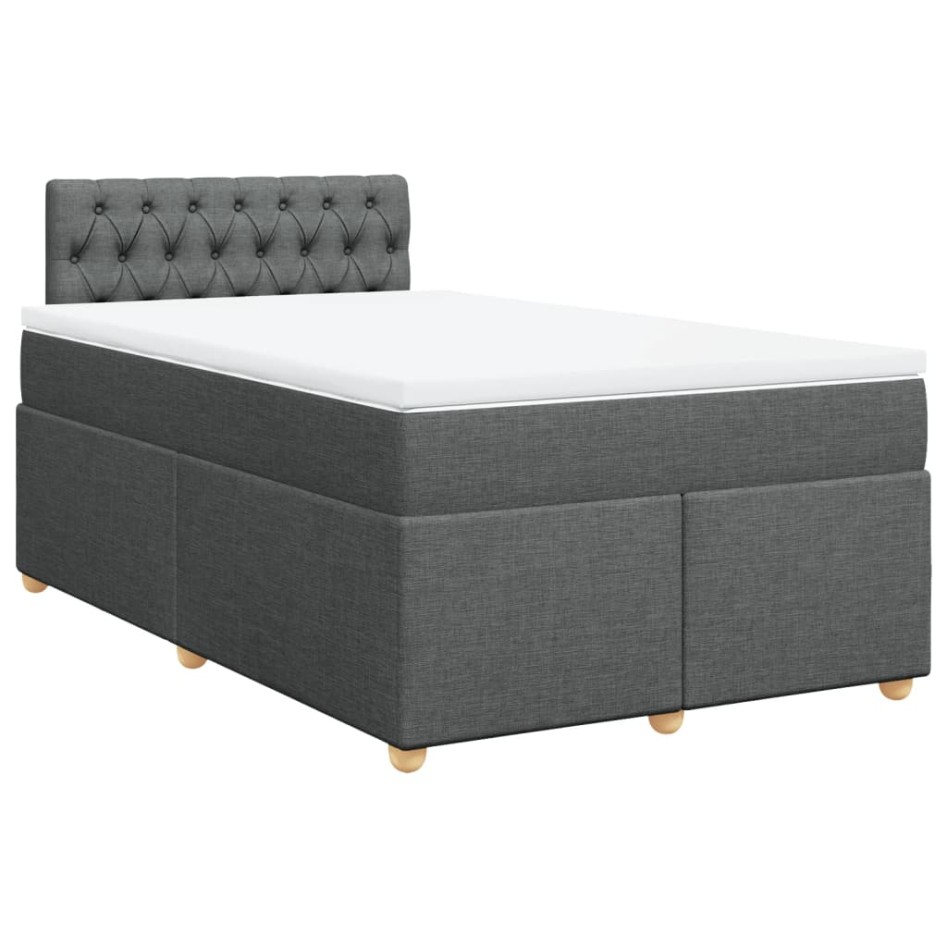 Cama box spring con colchón tela gris oscuro 120x200