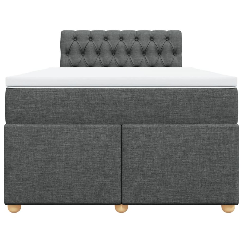 Cama box spring con colchón tela gris oscuro 120x200