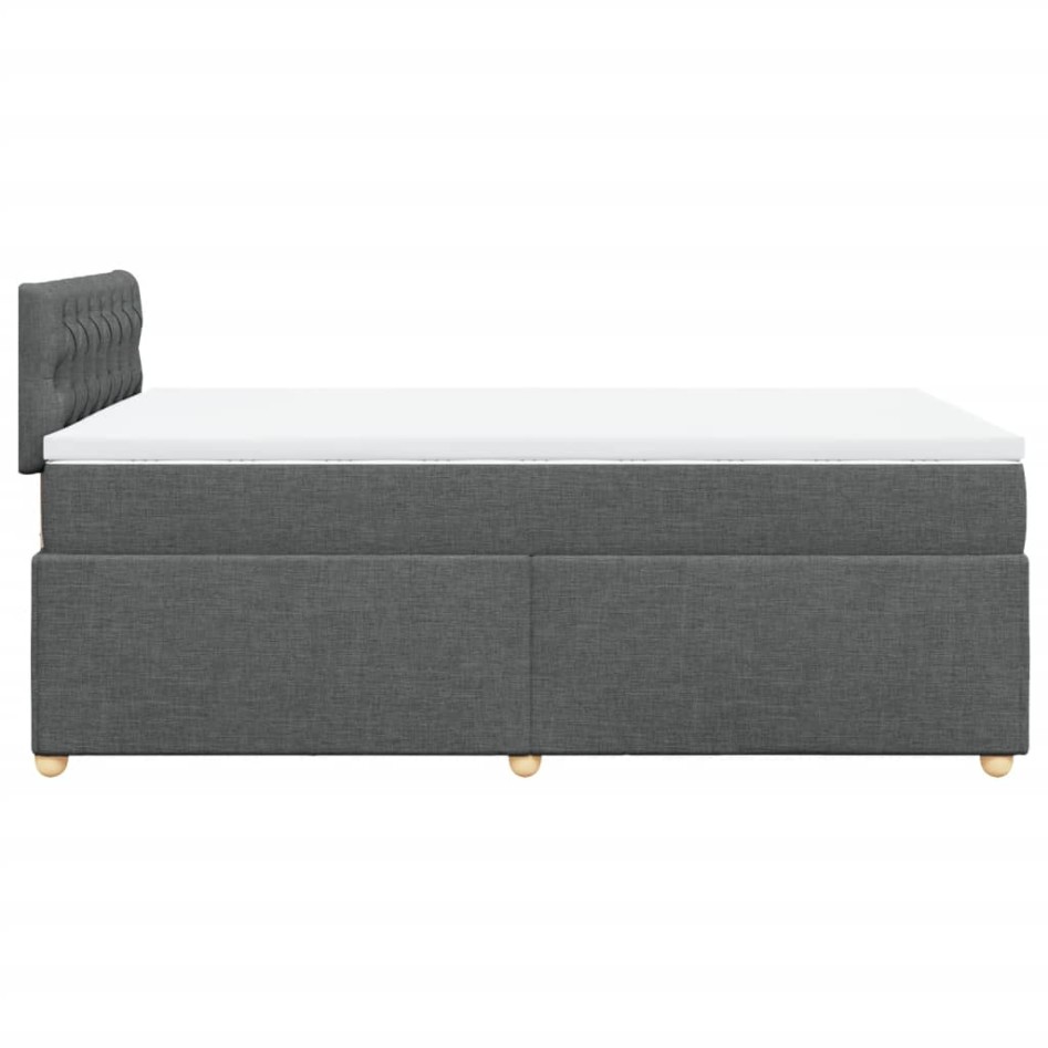 Cama box spring con colchón tela gris oscuro 120x200