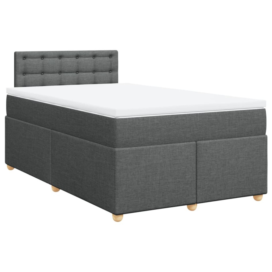 Cama box spring con colchón tela gris oscuro 120x200