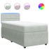 Cama box spring con colchón terciopelo gris claro 90x190