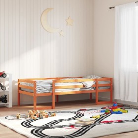 Estructura de cama para niños madera de pino marrón 90x200