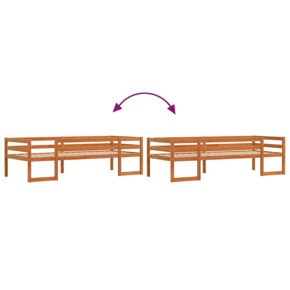 Estructura de cama para niños madera de pino marrón 90x200
