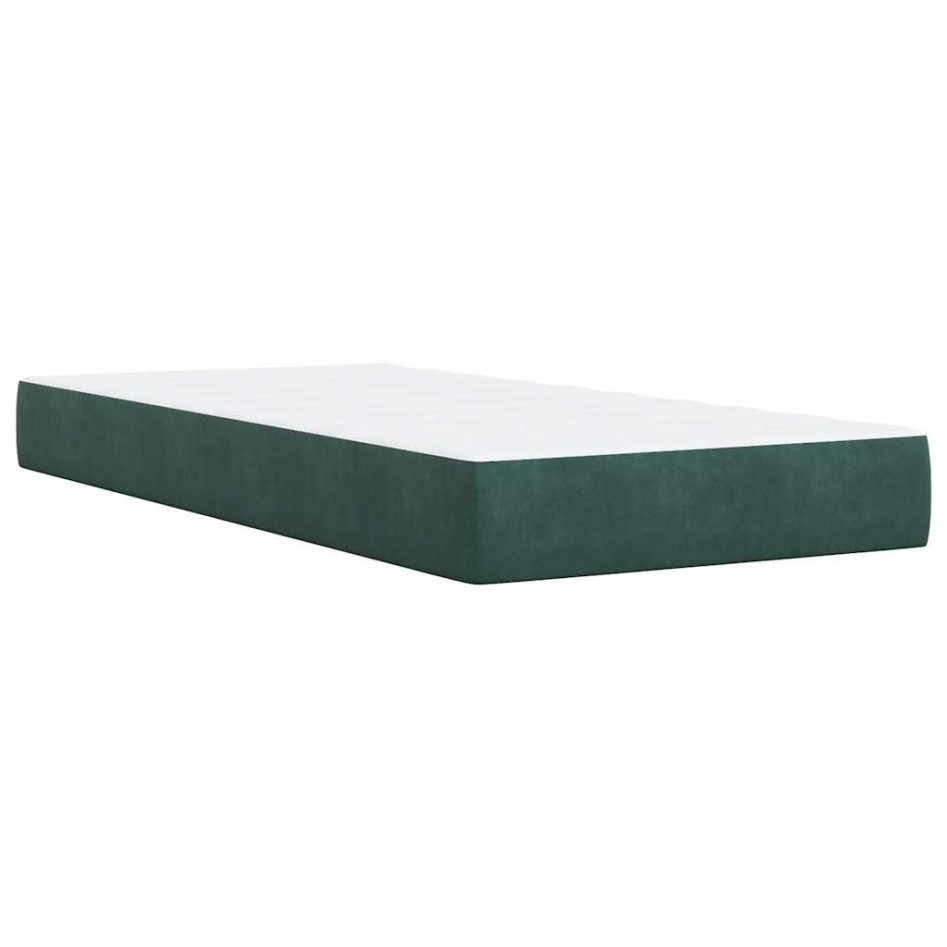 Cama box spring con colchón terciopelo verde oscuro 90x200
