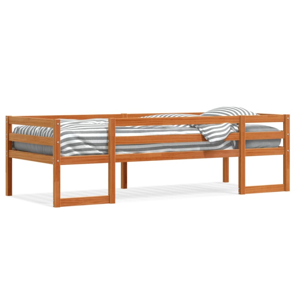 Estructura de cama de niños madera maciza pino marrón 75x190