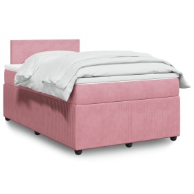 Cama box spring con colchón terciopelo rosa 120x190