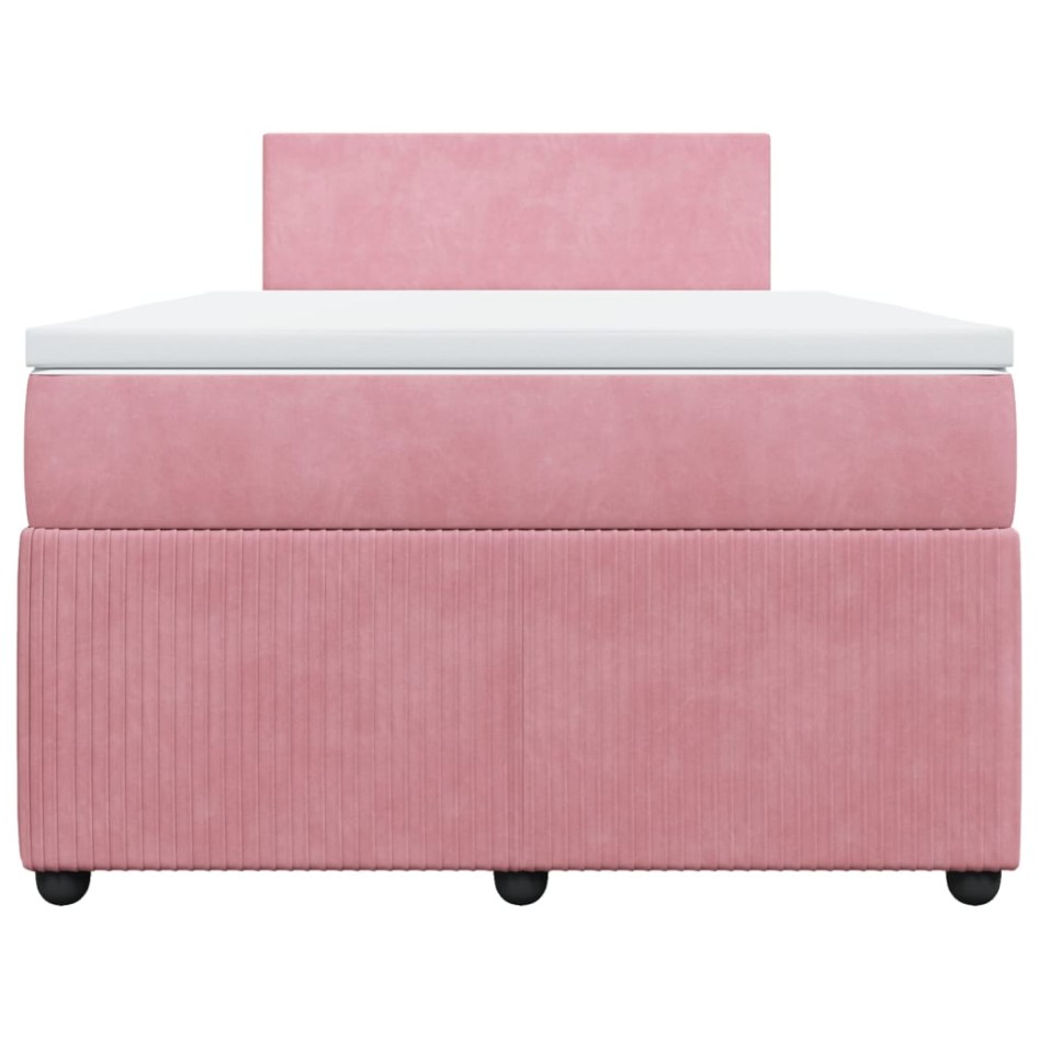 Cama box spring con colchón terciopelo rosa 120x190