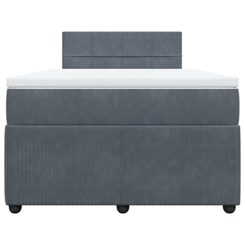 Cama box spring con colchón terciopelo gris oscuro 120x190