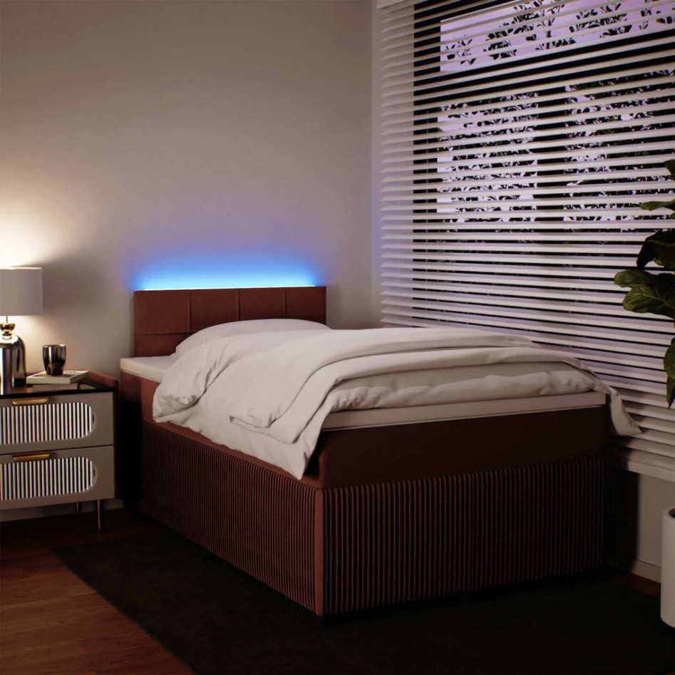 Cama box spring con colchón terciopelo rosa 120x190