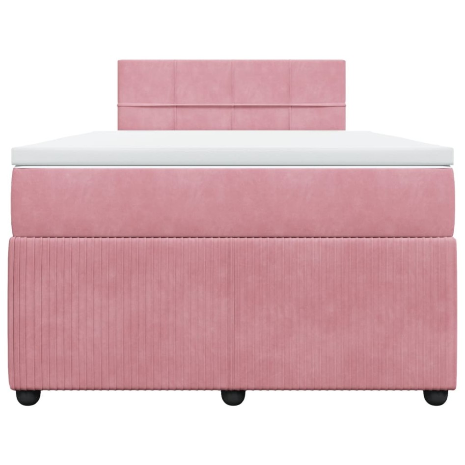 Cama box spring con colchón terciopelo rosa 120x190