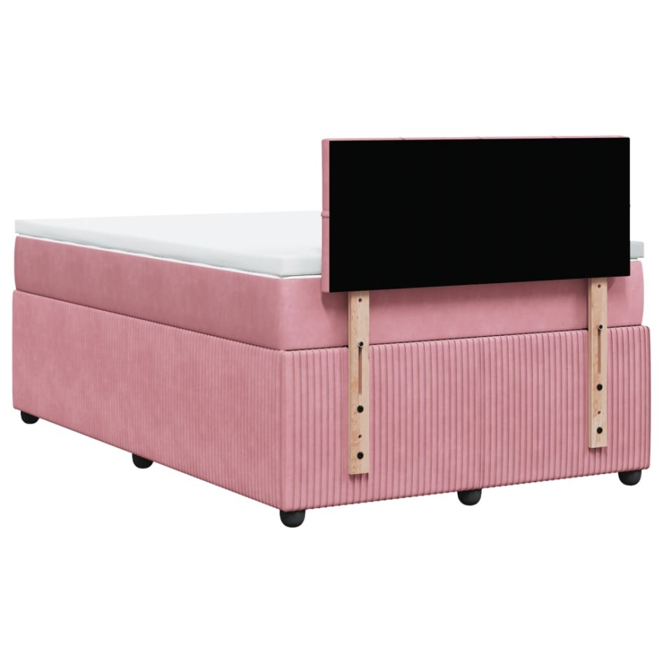 Cama box spring con colchón terciopelo rosa 120x190