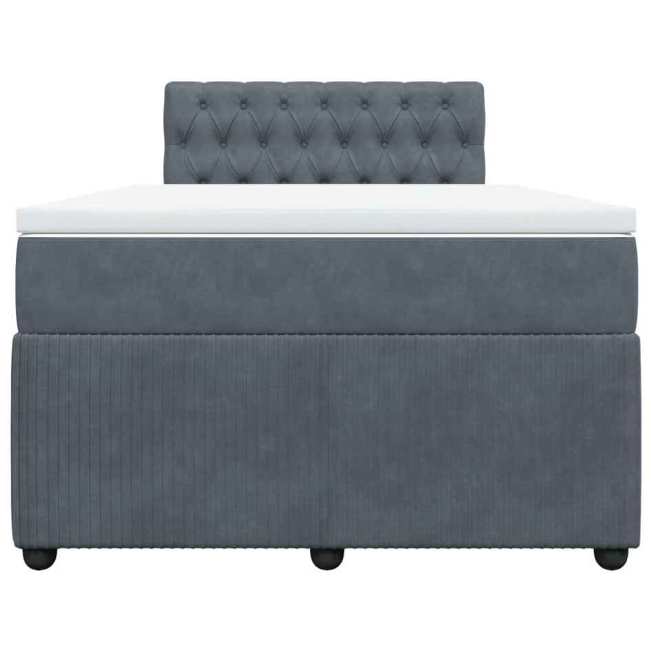 Cama box spring con colchón terciopelo gris oscuro 120x190