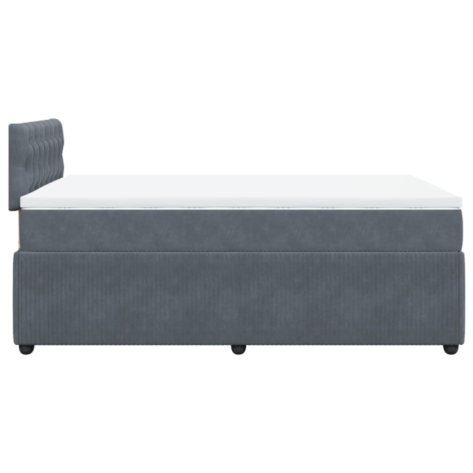 Cama box spring con colchón terciopelo gris oscuro 120x190