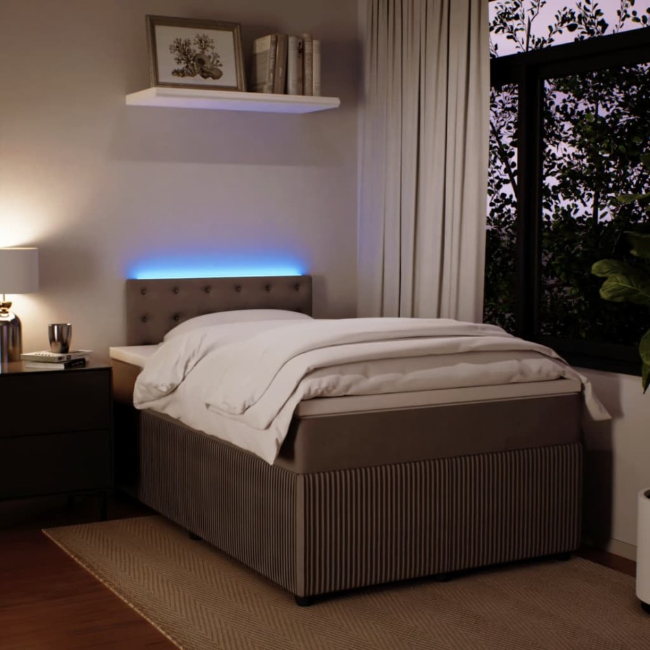 Cama box spring con colchón terciopelo gris claro 120x190