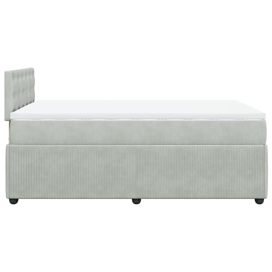 Cama box spring con colchón terciopelo gris claro 120x190
