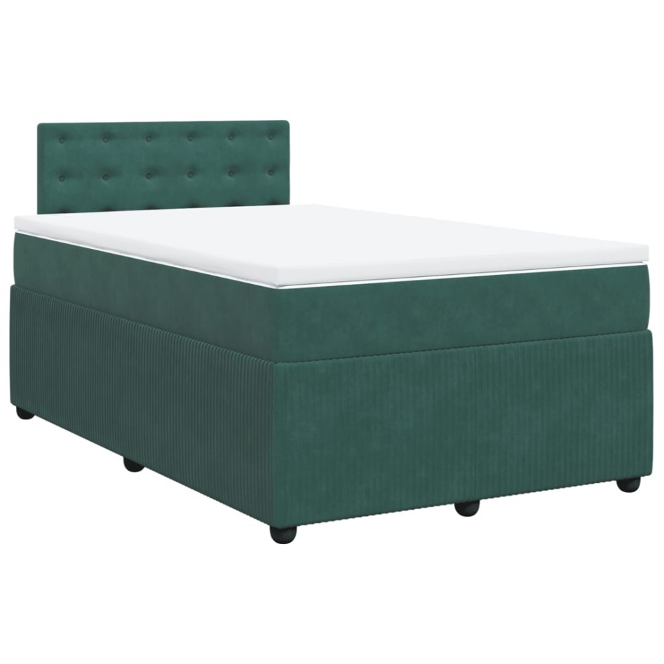 Cama box spring con colchón terciopelo verde oscuro 120x190
