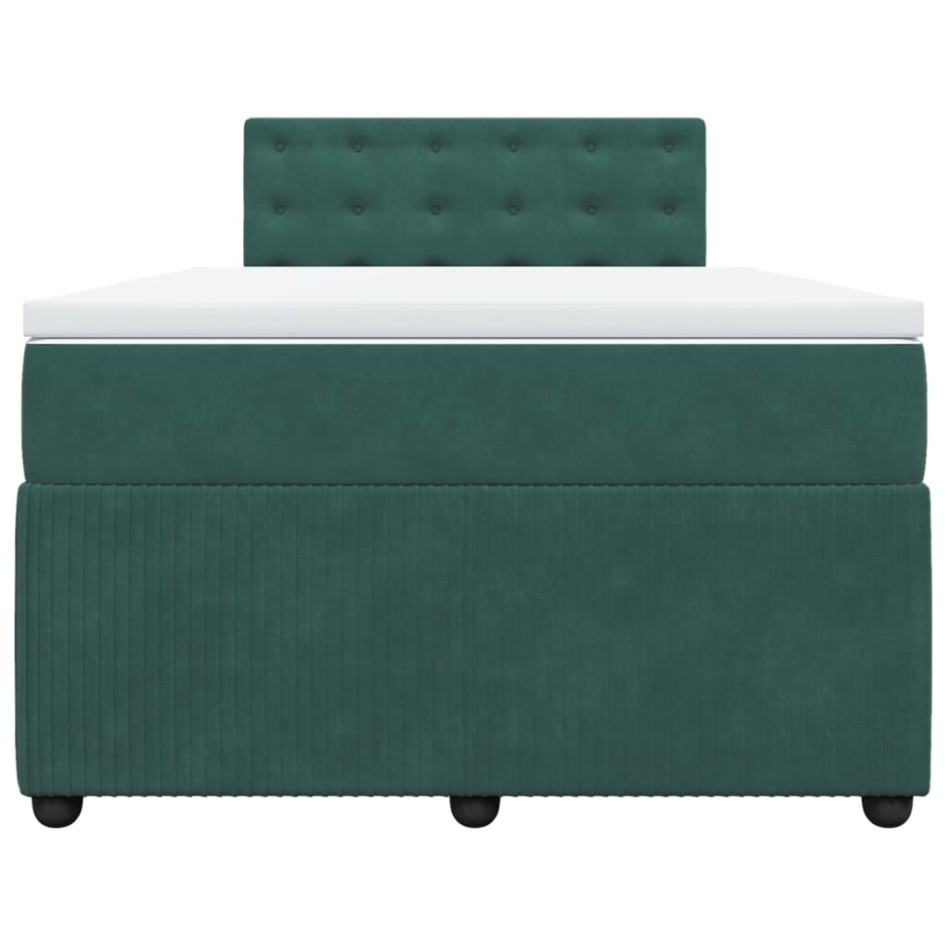 Cama box spring con colchón terciopelo verde oscuro 120x190