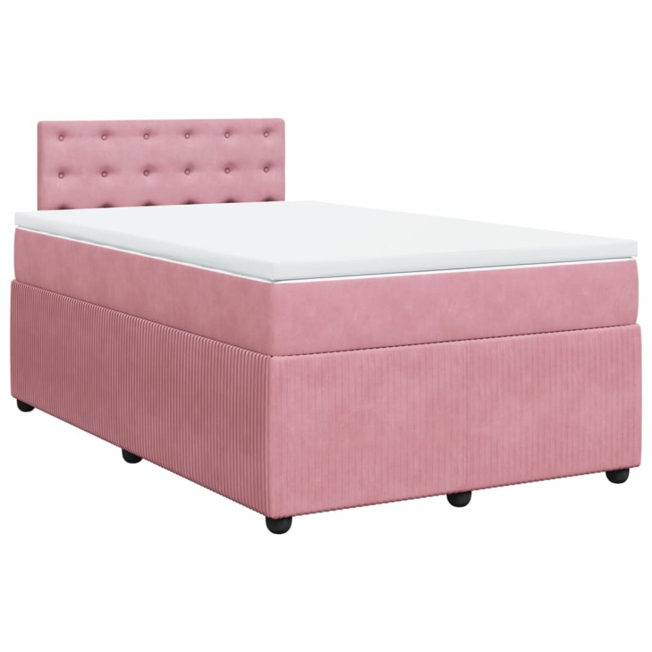 Cama box spring con colchón terciopelo rosa 120x190