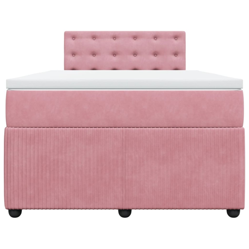 Cama box spring con colchón terciopelo rosa 120x190