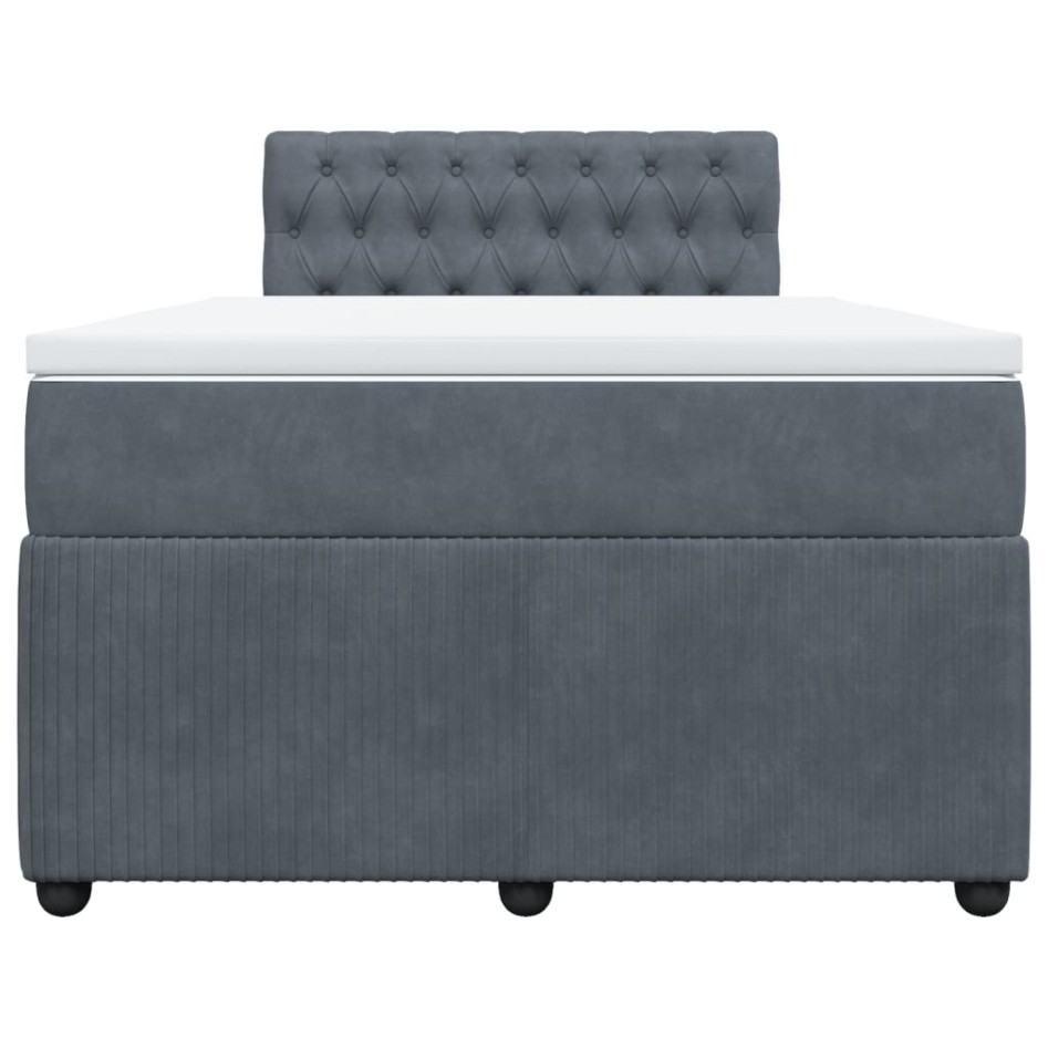 Cama box spring con colchón terciopelo gris oscuro 120x200