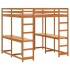 Cama alta con escritorio y escalera madera marrón 180x200