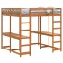 Cama alta con escritorio y escalera madera marrón 180x200