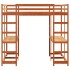 Cama alta con escritorio y escalera madera marrón 180x200