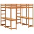 Cama alta con escritorio y escalera madera marrón 180x200