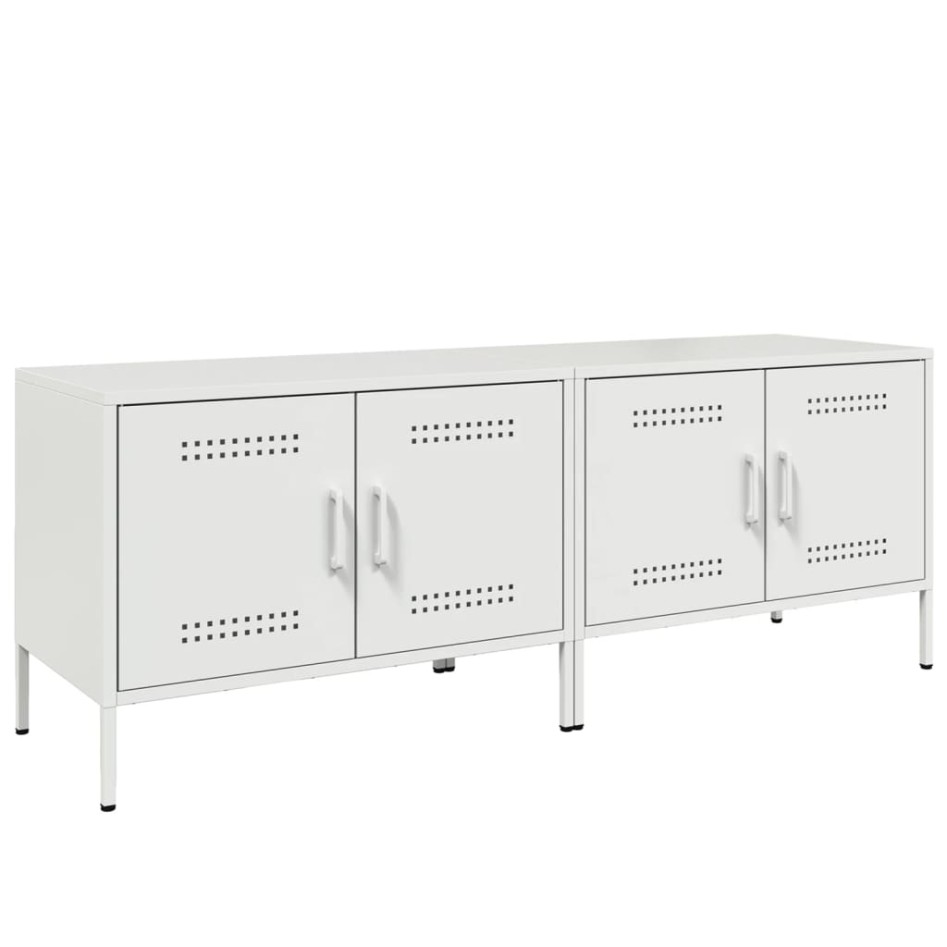 Muebles de TV 2 piezas acero blanco 68x39x50,5