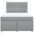 Cama box spring con colchón tela gris claro 140x200