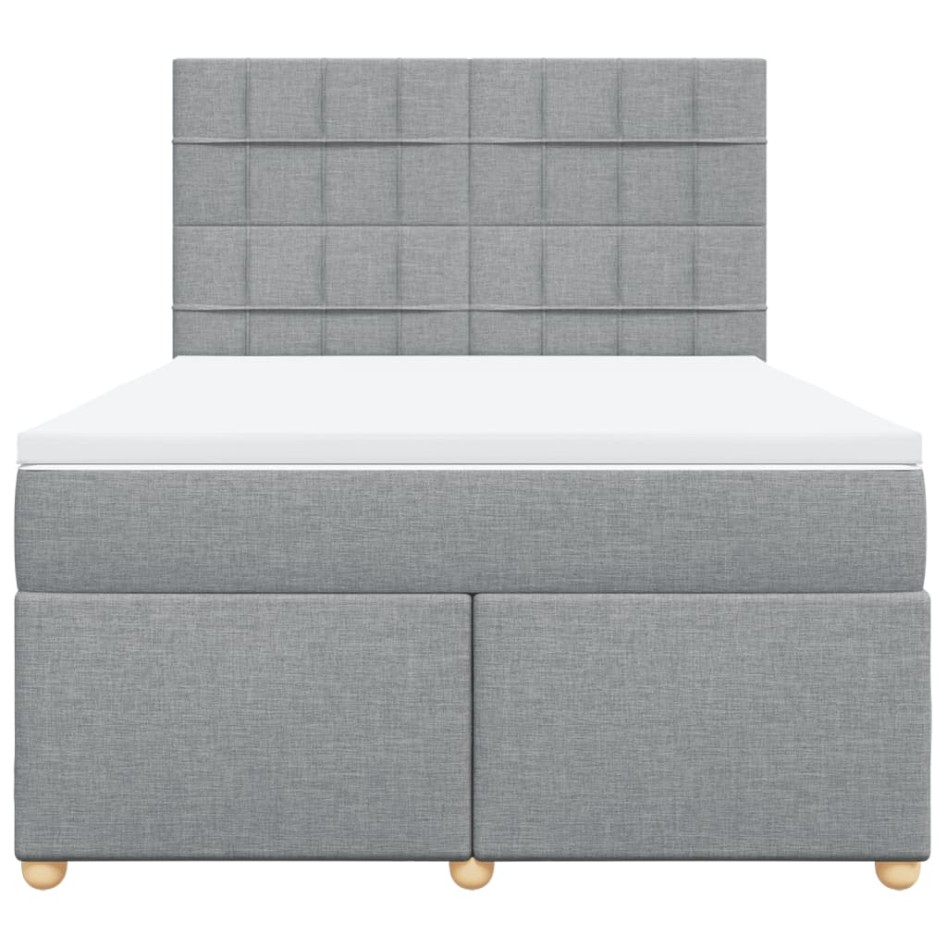 Cama box spring con colchón tela gris claro 140x200
