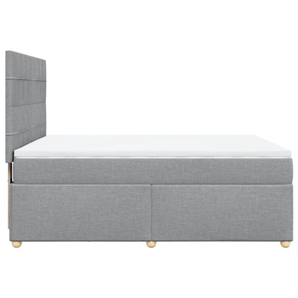 Cama box spring con colchón tela gris claro 140x200