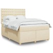 Cama box spring con colchón tela color crema 140x200 cm
