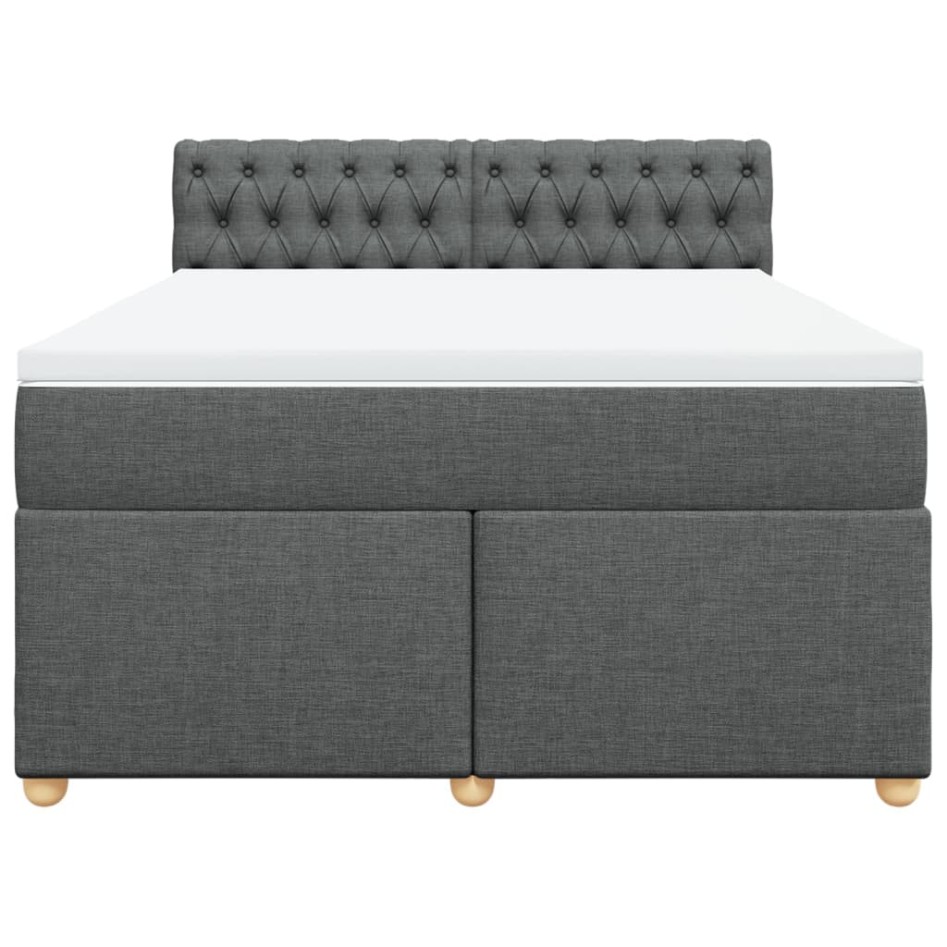 Cama box spring con colchón tela gris oscuro 140x200