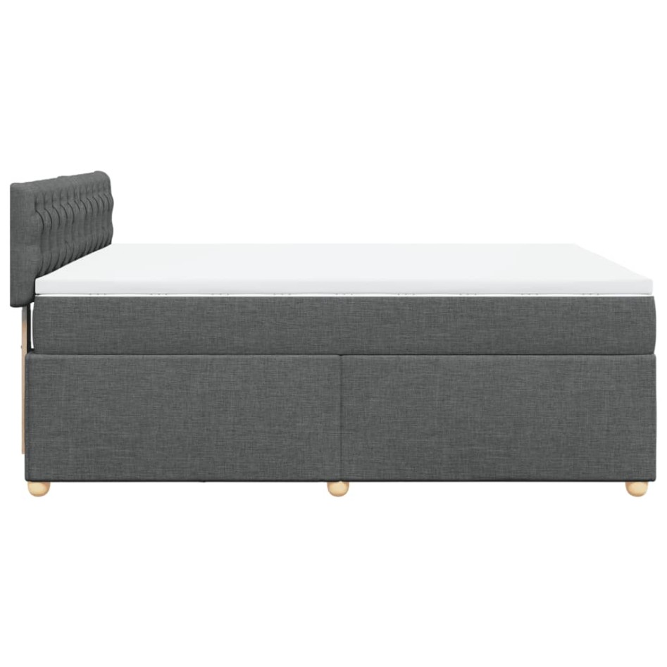 Cama box spring con colchón tela gris oscuro 140x200