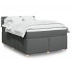 Cama box spring con colchón tela gris oscuro 140x200 cm